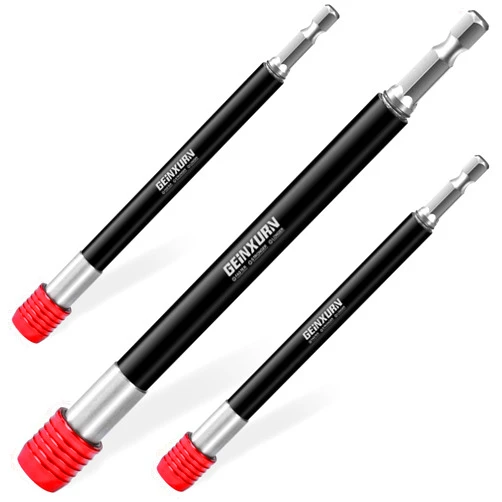 GEINXURN 6” Impact Screwdriver Bit Holders Extra Long, 3Pcs Magnetic Extension Quick-Change Socket Drill Bit Holder Cr-V Steel Hex Shank Quick Release Drill Bit Guide