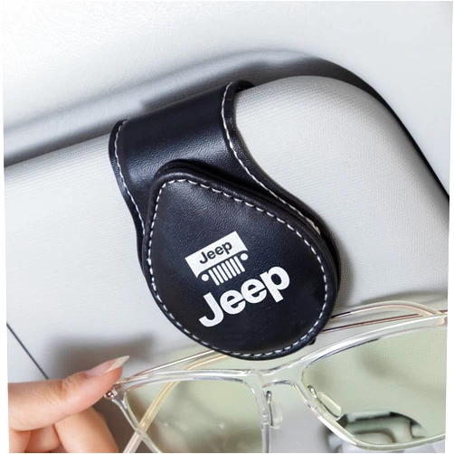 PPODKS Car Sunglass Holder, Eyeglass Holder for Jeep Grand Cherokee Comander Wrangler Compass Renegade Patriot, Sunglass Hanger Mount for Car Sun Visor, Interior Accessories, Black