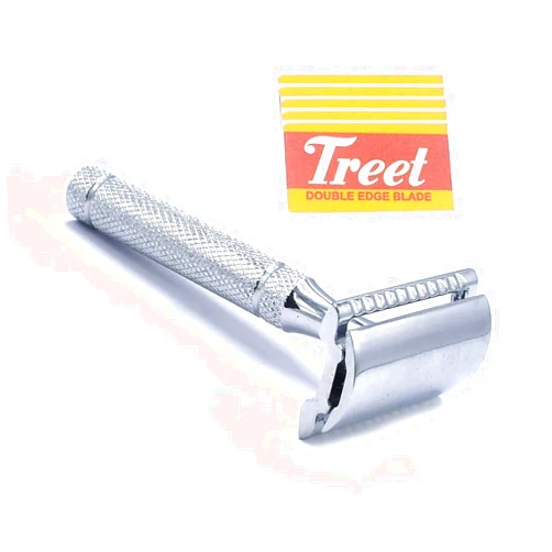 OdontoMed2011® Shaving Men Stainless Steel Classic Safety Razor Blade Double Edge with 5 Pcs Double Edge Razor Blades BTS-329