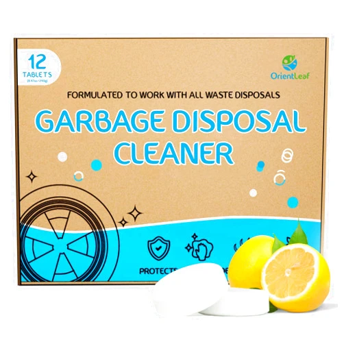 ORIENTLEAF Garbage Disposal Cleaner Deodorizer Tablets - Lemon Scent, 12 Pack, Powerful XL Foaming Sink Freshener Pods, Prevents Odors and Clogs, Natural Kitchen Drain cleaner - 1 Year Supply