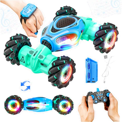 HScopter Gesture RC Car, Toys for Boys 6-12 Year Old, 4WD Remote Control Car 360° Rotate Transform Drift RC Cars with Lights Music, 2.4Ghz Hand Controlled RC Stunt Car Birthday Xmas Gifts