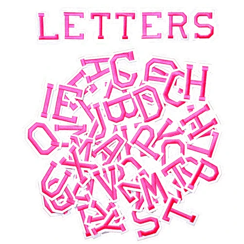 AXEN 52pcs Alphabet A to Z Patches, Iron on Sew on Letters for Clothes, Classic Pink