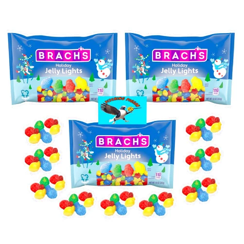 PITCHING PIGEON Brachs Christmas Holiday Jelly Lights Gummy Candy 30 Ounces Total - Boldly flavored sugar-sanded jelly candies - Includes Bonus PITCHING PIGEON Brand Refrigertor Magnet.