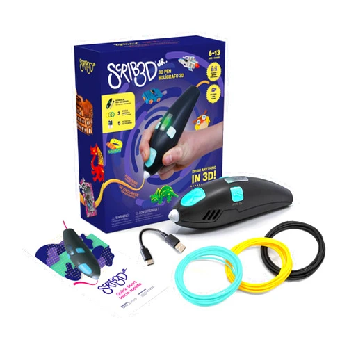 SCRIB3D Junior 3D Printing Pen Set for Kids with Filament, Activity Guide, and USB Charging Cable