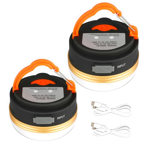 Yizhet 2 Pack LED Camping Lantern, USB Rechargeable Camping Lamp Flashlights & Power Bank, Camping Light with Magnetic Base 3 Modes Waterproof Portable Outdoor Tent Light for Hiking Fishing Camping
