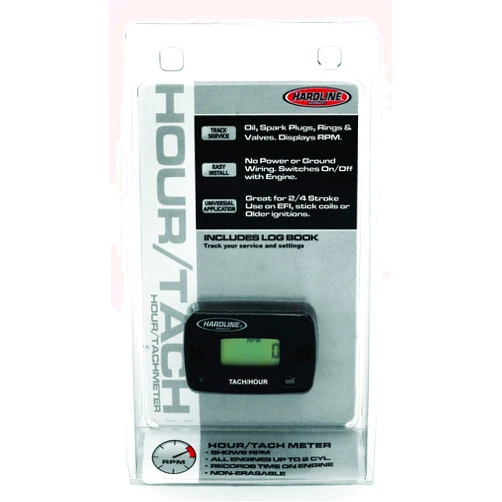 Hardline Products HR-8061-2 Hour Meter/Tachometer for up to 2-Cylinder Engines,Black