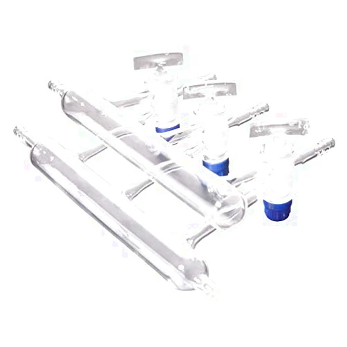 YUCHENGTECH Double Bank Vacuum Gas Distributor Glass Manifold Vacuum Gas Chemistry Lab Glassware with Solid Glass Stopcock (3-Port)