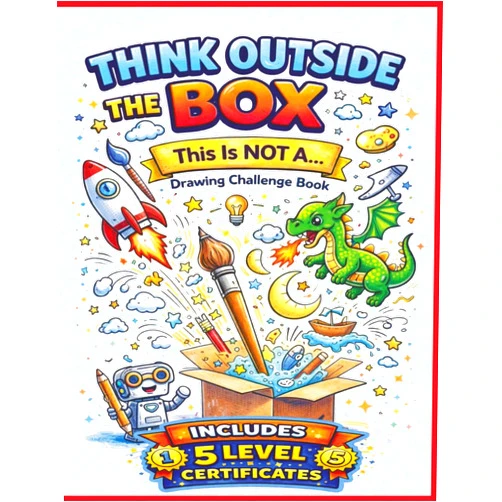 Pat Cumo Activity Books Think Outside the Box: This Is NOT A… Drawing Challenge Book. Includes 5 Level Certificates.: Imagination Activity Book That Turns Simple Objects into Amazing Creations | 8.5x11 inches | 115 pages.