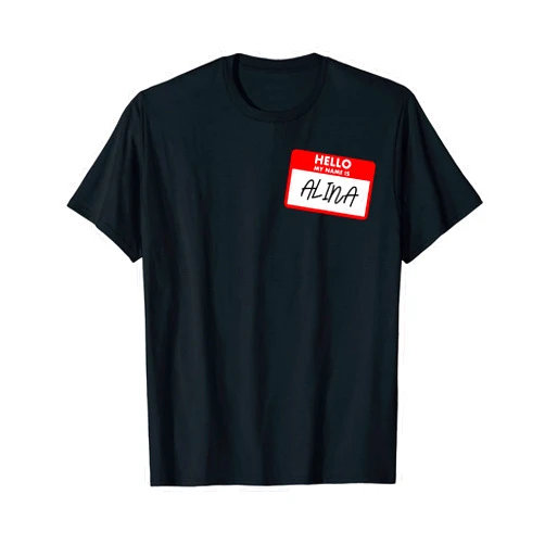 Hello My Name Is ALINA Name Tag Cute Helloween Custome T-Shirt