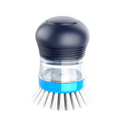 MR.SIGA Soap Dispensing Palm Brush, Kitchen Brush for Dish Pot Pan Sink Cleaning, Pack of 1, Navy/Blue