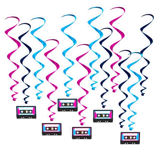 Beistle 53587 Cassette Tape Whirls, 24 Piece, 17.5
