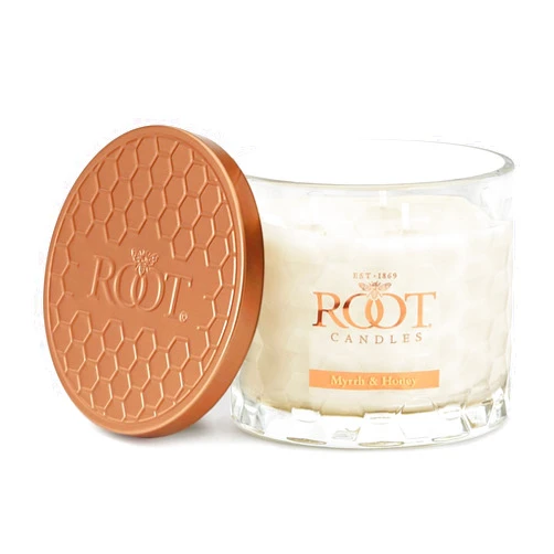 Root Candles Scented Candles Honeycomb Beeswax Blend Premium Handcrafted Candle, 12-Ounce 3-Wick, Myrrh & Honey