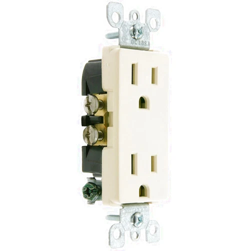 Leviton 5325-T 15 Amp, 125 Volt, Decora Duplex Receptacle, Residential Grade, Grounding, Light Almond (Pack of 1)