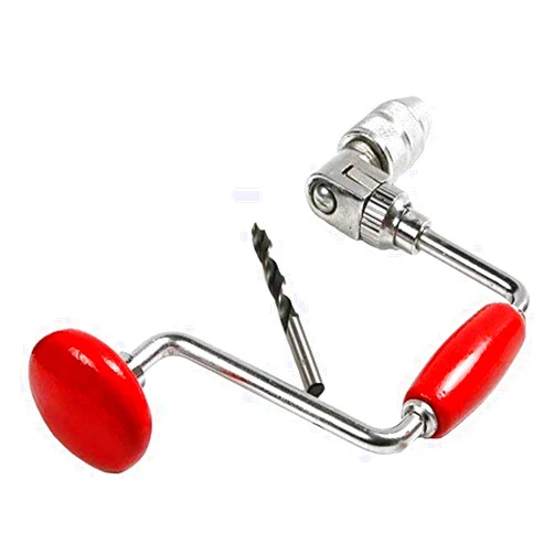 WJYLM Swing Bit Brace with 4 Jaw Chuck, Hand Drill Manual Hand Crank Drill with A Bit,Carpenters Brace for Wood Plastic Acrylic, Woodworking Hole Punch Tool,10inch