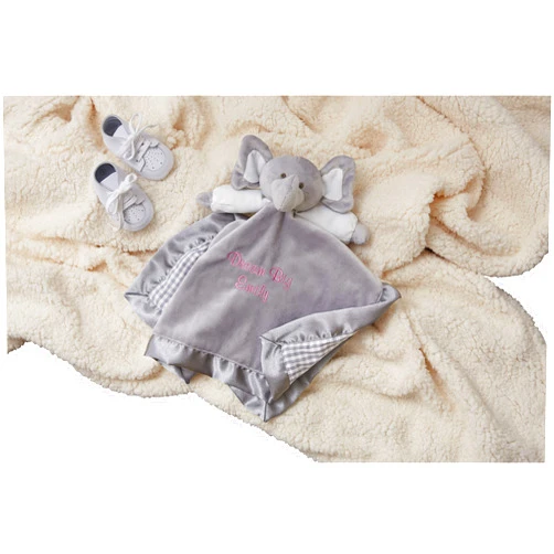 Personalization Universe Personalized Elephant Baby Blankie - (Grey)