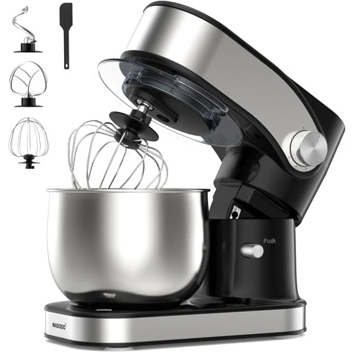 WADODO Stand Mixer, 3.2Qt Kitchen Mixer,6 Speeds Electric Food Mixer,Lightweight 304 Stainless Steel Kitchen Mixer with Bowl, Egg Whisk, Dough Hook, Flat Beater & Splash Guard- Portable for Daily Use