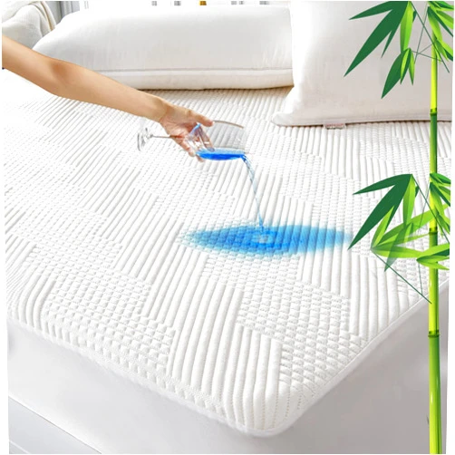 GRT Rayon bamboo Waterproof Mattress Protector Cal King Size - 3D Air Fiber Cooling Mattress Cover Breathable Ultra Soft, Mattress Pad Noiseless Fits up to 26'' Deep Pocket Mattress Machine Washable