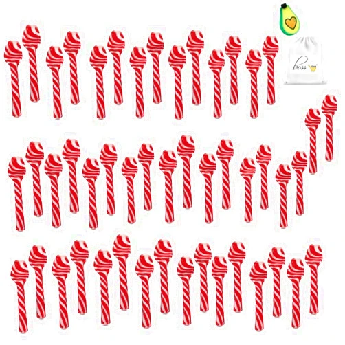 LJIF Peppermint Sugar Hard Candy Cane Spoons 48 COUNT Plus BONUS Storage Bag