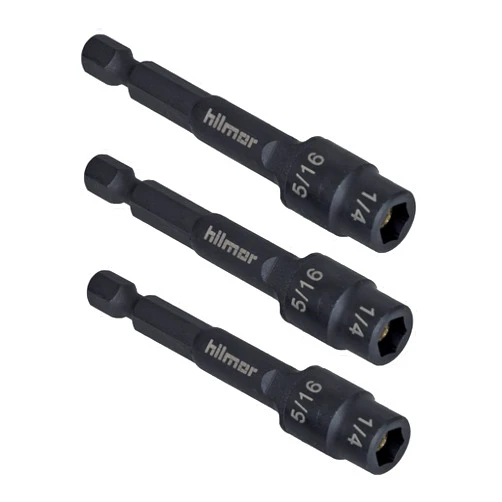 Hilmor 1937881 2.75” Reversible Magnetic Nut Driver Set with Nut Sizes 1/16 to 5/16-Inch, 6150 Alloy Steel Switchbit, 3-Pack