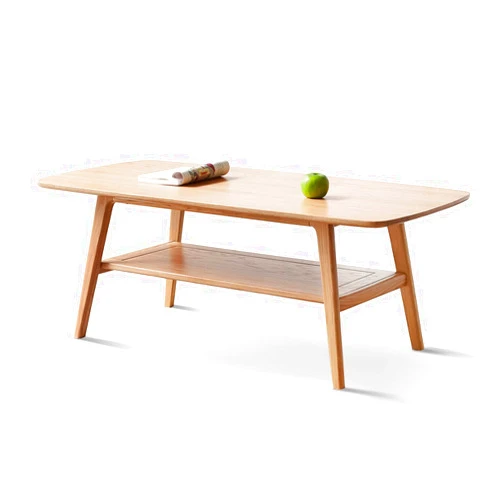 Tinblin Solid Oak Mid Century Modern Coffee Table – Small Oval Wooden Coffee Table for Living Room, Durable Retro Coffee Table with Double Storage for Modern Homes (Natural, 47.24inch)