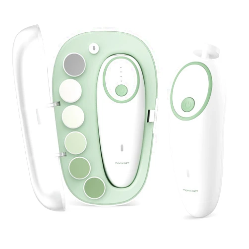 Momcozy Baby Nail File Electric, Gentle Baby Nail Trimmer Electric Rechargeable, Baby Nail Clipper Electric, 7 Grinding Head Replacement Pads