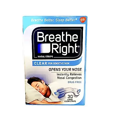 Breathe Right (120 Strips) Breathe Right Nasal Strips Clear Large for Sensitive Skin