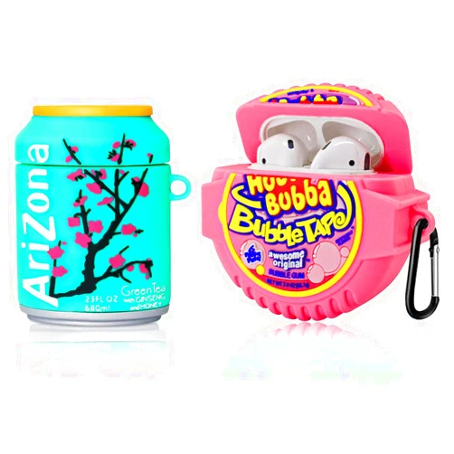 WQNIDE [2Pack] Cute Airpod Case for Airpod 2/1,3D Cartoon Kawaii Food Bubble Gum & Drink Airpods Cover Design Girl Boys Teens Fashion Fun Shockproof Protective Skin Accessories Silicone Case for Airpods 1&2