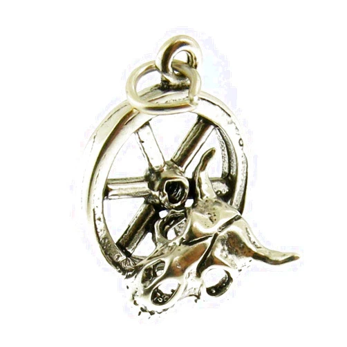 A- 925 Sterling Silver Wagon Wheel with Skull Charm Made in USA Jewelry Making For You