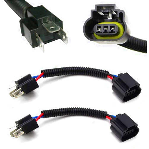 iJDMTOY One Pair 9003 H4 (Male) to H13 9008 (Female) Converter Adapter Socket Wiring Harness Kit