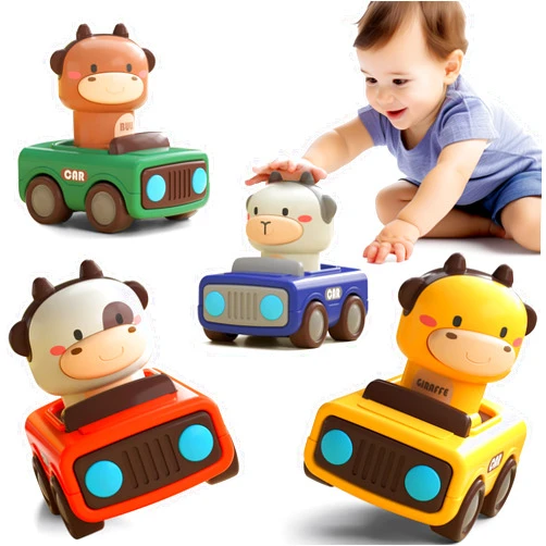 iPlay, iLearn Press and Go Car Toys for Toddlers 1-3, Baby Animal Racing Cars, Infant Play Vehicle Set, Baby Push Go Friction Car Toys for 6-9-12-18 Months, 1st Birthday Gifts for 1-2 Years Old Boys
