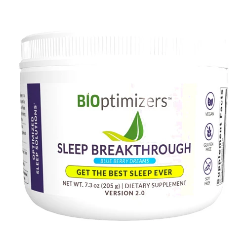BiOptimizers Sleep Breakthrough 2.0 – Natural Support Supplement | Calming Relief Aid Adults | Non Habit Forming | 202.5 g Powder Blue Berry Dreams