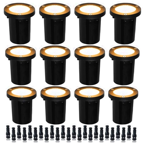 EAGLOD 5W Well Lights,12-24V LED In-Ground Low Voltage Landscape Lights with Connectors, IP67 Waterproof Landscape Lighting,3000K Pavers Lights Warm White for Yard, Garden, Patio (12 PACK)
