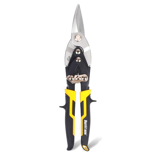 HURRICANE 10 Inch Aviation Tin Snips, Aviation Snips for Cutting Metal Sheet, Heavy Duty Sheet Metal Cutter Shear, Cr-Mo, Straight Cut, High Leverage Aviation Snip, Up to 40% Labor Saving