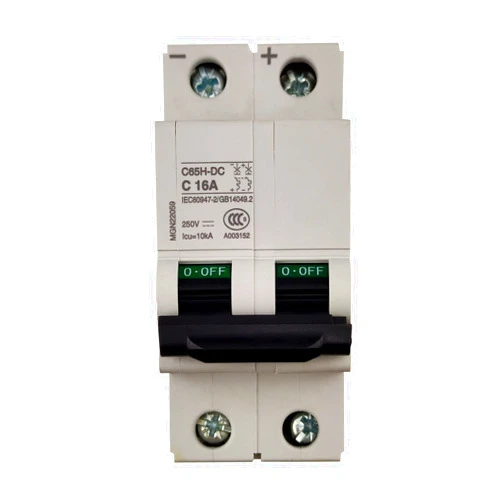 Flylin 2P 250V Low-Voltage DC Miniature Circuit Breaker, DIN Rail Mount 16A Miniature Air Circuit Breaker for Solar Panels Grid System Wind and Solar Hybrid System and Other DC Systems (16A)