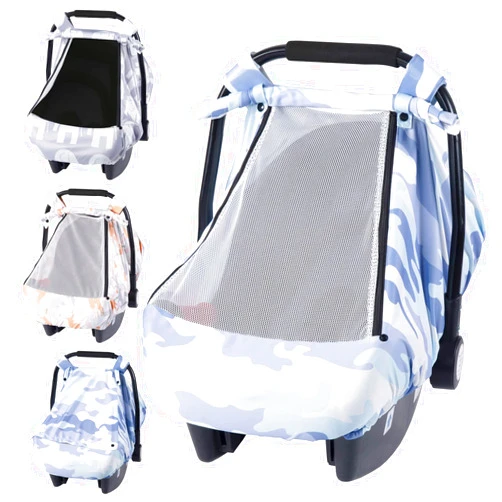 SMTTW Car Seat Cover for Babies, Stretchy Breathable Carseat Canopy with Peek Window, Multiuse Infant Stroller Cover for Baby Boys Girls, Privacy Sun Shade & Wind Protect for Summer (Camouflage)