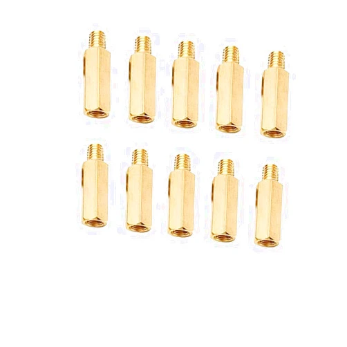 Lagogia Male to Female Thread Spacer Screws Brass Hex Standoff M4 x 15mm + 6mm PCB Pillar for Drone Quadcopter, Computer and Circuit Board, Pack of 10, Gold