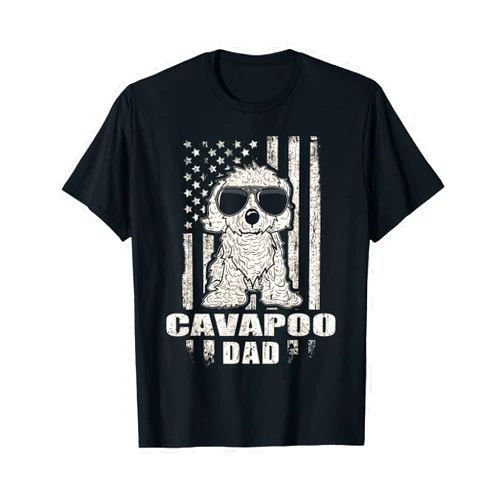 Cavapoo Dog Cavapoo Dad Cool Vintage Retro Proud American T-Shirt
