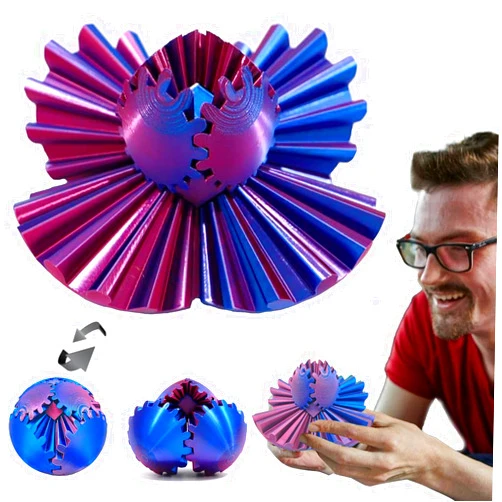 Oeocviod DIY Gear Ball, 3D Printed Gear Ball, Gear Ball Spin Ball or Cube Fidget Toy, Gear Sphere Desk Toy, Perfect for Stress and Anxiety Relaxing Fidget Toy Kids Adult Christmas Birthday Gift (Purple)