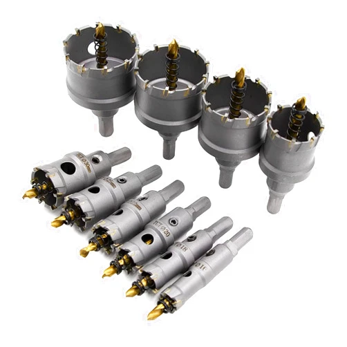 REETAI-FOUR 10Pcs TCT Hole Saw Kit,Tungsten Carbide Tipped Hole Saw Set, Hole Cutter Heavy Duty for Stainless Steel.(5/8