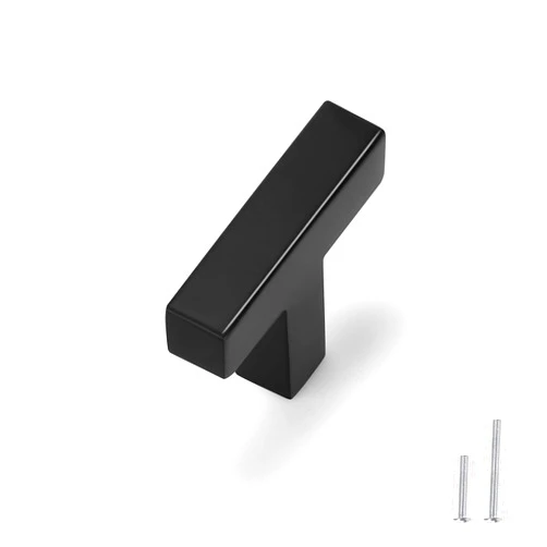 knobelite 50 Pack 2 inch (50mm) Black Kitchen Cabinet Knobs,Square Corner Bar Single Hole Kitchen Cabinet Pulls,Black Dresser Drawer Pull Knobs