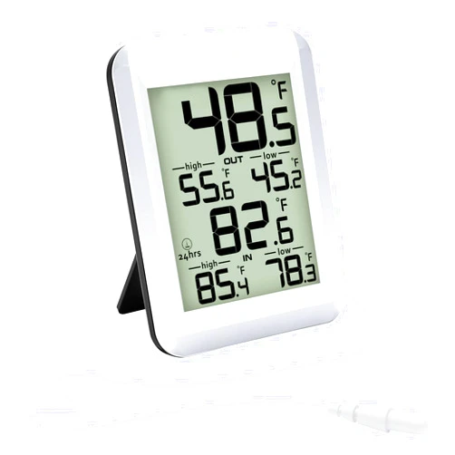 AIRAIN TECH Indoor Outdoor Thermometer Wired Digital Temperature Monitor with 6.54ft Probe Sensor, Min/Max Record, Suitable for Home, Office, Refrigerator, Greenhouse