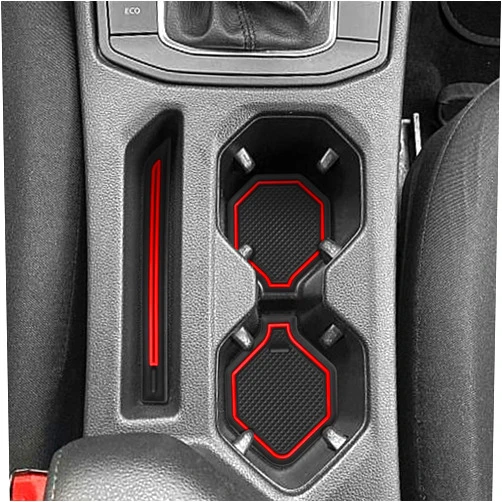 Auovo Protector Mats for Volkswagen Jetta Accessories 2024 2019-2023 Custom Fit Cup Holder Inserts Liners Coasters Anti Dust Mat Car Interior Trim(4pcs/Set)(Red)