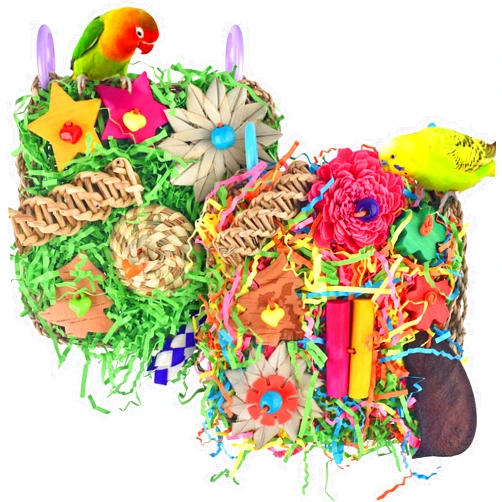 KATUMO Bird Toys, Parrot Grass Mat Foraging Wall Toys Parakeet Shredder Toys for Cockatiel, Conure, Lovebird, Budgie, Parakeet Small Medium Birds
