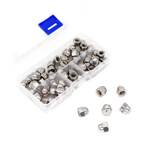binifiMux 60pcs 1/4-20 Inch Acorn Cap Nuts, 18-8/304 Stainless Steel