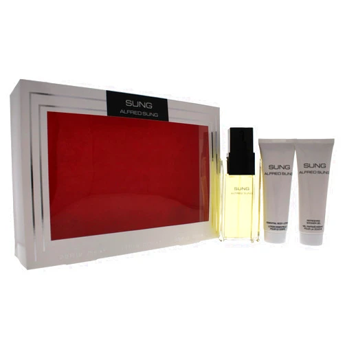 Alfred Sung Sung by Alfred Sung for Women - 3 Pc Gift Set 3.4oz EDT Spray, 2.5oz Essential Body Lotion, 2.5oz Refreshing Shower Gel.
