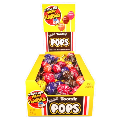 Tootsie Roll Tootsie 1014965 Tootsie Pops, 0.76 oz, Assorted Flavors, 100/Box