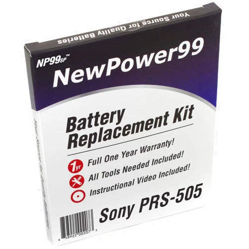 NP99sp NewPower99 Battery Replacement Kit with Battery, Video Instructions and Tools for Sony PRS-505