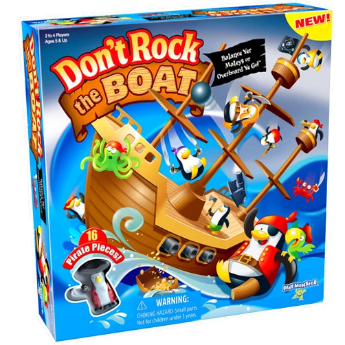 PlayMonster Don’t Rock the Boat Board Game - Kids Games, Family Games for Kids and Adults, Board Games for Family Night, Multi-Player Board Games, Builds Hand & Eye Coordination, Balancing Toy, Ages 5+