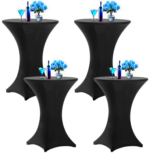Aimosen 4 Pack 32x43 Inch Black Spandex Cocktail Table Covers, Stretch Highboy Top Tablecloth, Fitted Round Folding Table Cloths for Party Wedding DJ Bar Event Banquet Birthday Dining Room Restaurant
