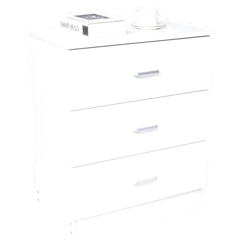 Cffuvros Bedside Table with 3 Drawer, Wood Drawer Chest Dresser Cabinet with Storage, Clothing Organizer with Cut-Out Handle, Storage Cabinet, Nightstand for Living Room Bedroom Hallway Entryway